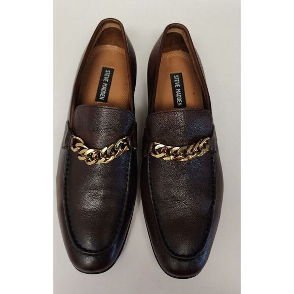 Steve Madden Chiron Mens Dark Brown Leather Slip On Loafer 11.5M - Picture 4 of 11